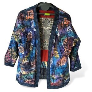 Women's Multicolor Batik patchwork Kimono Cardigan One Size Boho Style